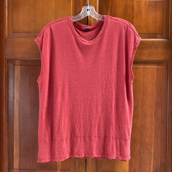 Free People Cotton tank top - loose fit - Size Large - Color is orange/brick red - Picture 1 of 4